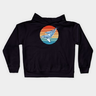 Humpback Whales Retro Sunset Kids Hoodie